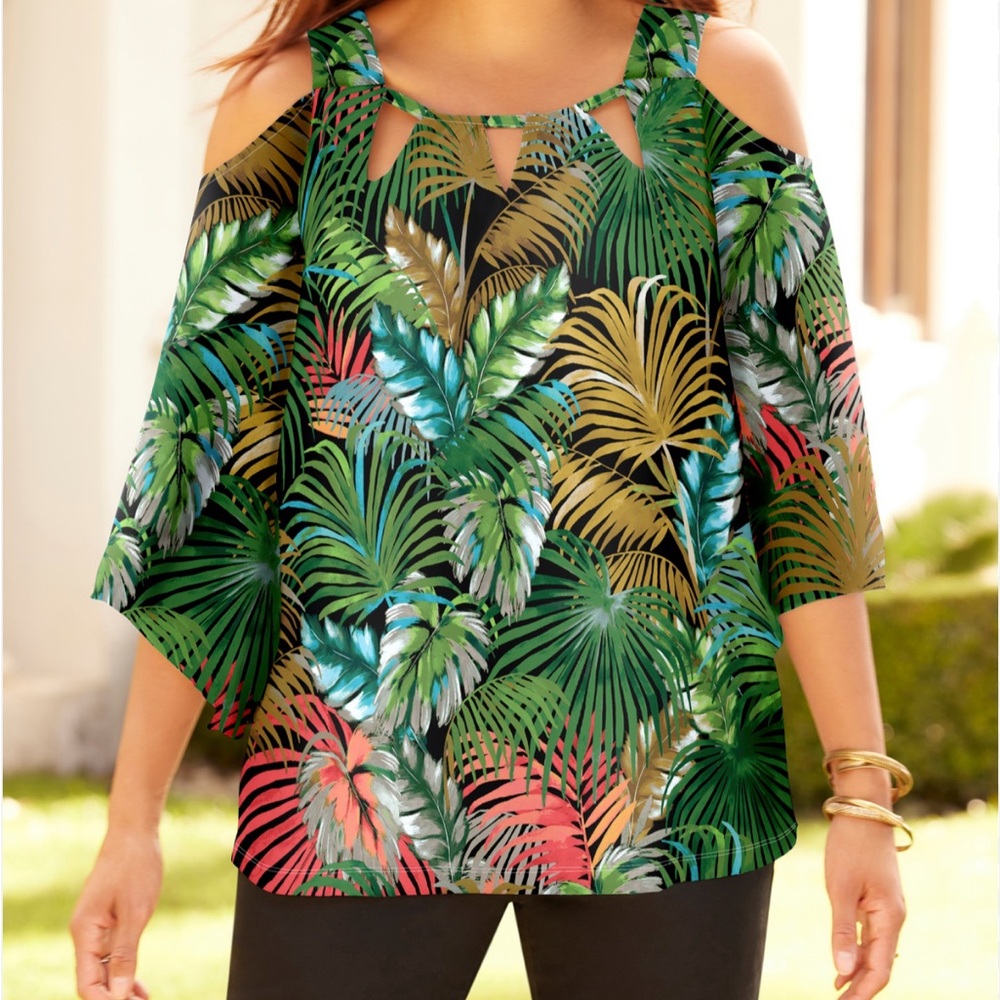 Catherines Exotic Cold Shoulder Size 5X New With Tags